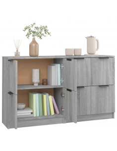 Credenze 2 pz Grigio Sonoma 60x30x70 cm in Legno Multistrato