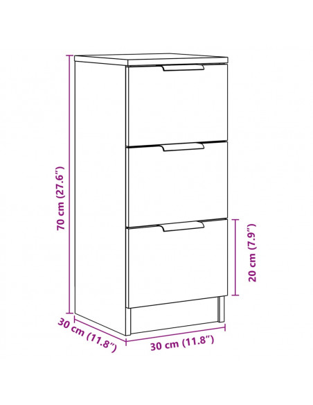 Credenze 2 pz Legno Antico 30x30x70 cm in Legno Multistrato
