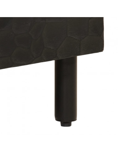 Credenze 2 pz Nero 60x33x75 cm in Legno Massello di Mango