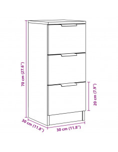 Credenze 2 pz Rovere Artigianale 30x30x70 cm Legno Multistrato