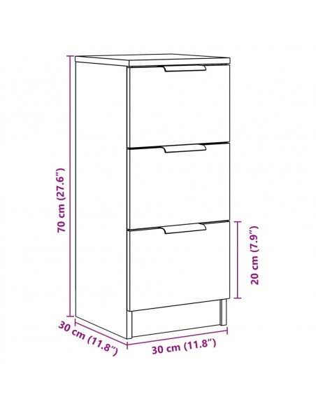 Credenze 2 pz Rovere Artigianale 30x30x70 cm Legno Multistrato