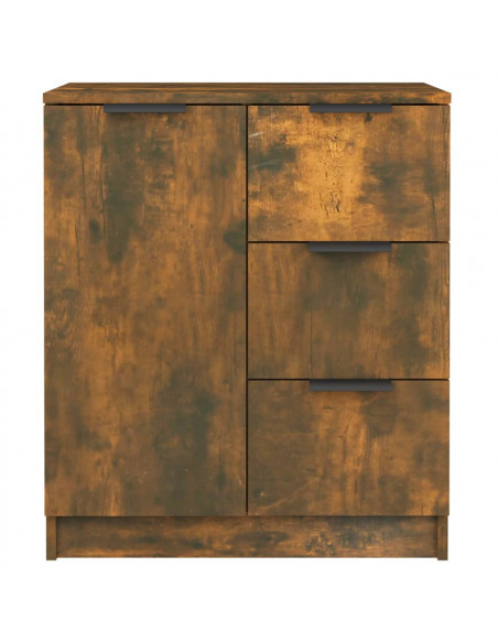 Credenze 2 pz Rovere Fumo 60x30x70 cm in Legno Multistrato
