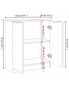 Credenze 2 pz Rovere Fumo 60x30x70 cm in Legno Multistrato