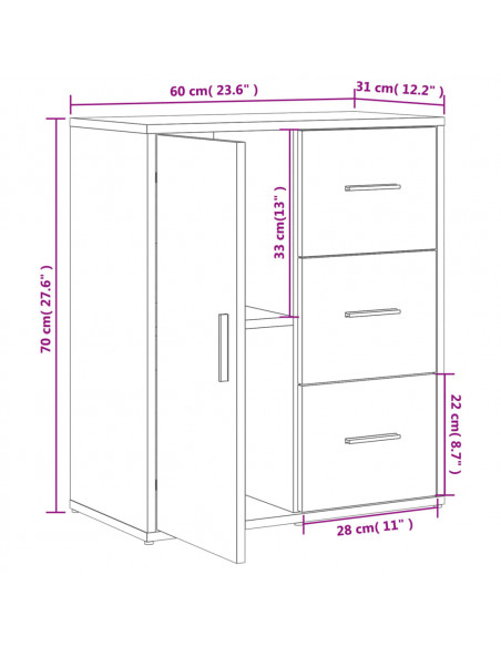 Credenze 2 pz Rovere Fumo 60x31x70 cm in Legno Multistrato