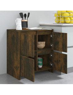 Credenze 2 pz Rovere Fumo 70x41x75 cm in Truciolato