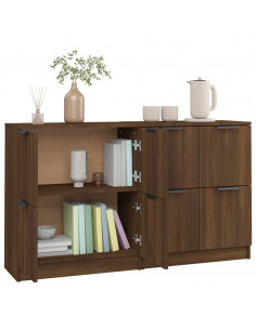 Credenze 2 pz Rovere Marrone 60x30x70 cm in Legno Multistrato