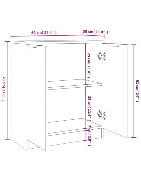 Credenze 2 pz Rovere Marrone 60x30x70 cm in Legno Multistrato