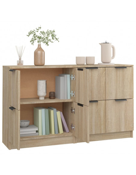 Credenze 2 pz Rovere Sonoma 60x30x70 cm in Legno Multistrato