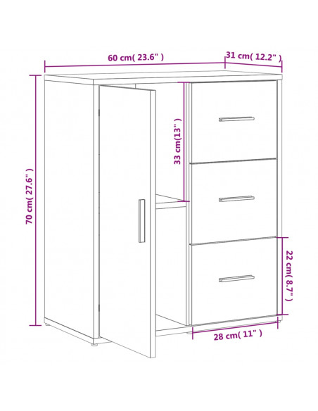 Credenze 2 pz Rovere Sonoma 60x31x70 cm in Legno Multistrato