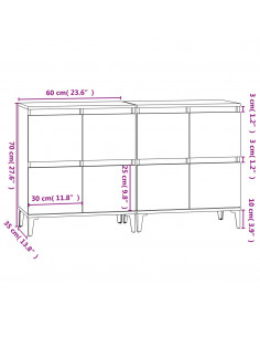 Credenze 2pz Rovere Fumo 60x35x70 cm in Legno Multistrato 2