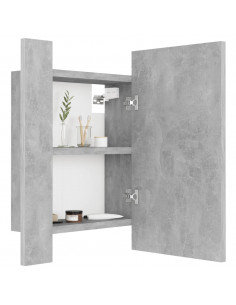 Armadietto a Specchio con Luci LED Grigio Cemento in Acrilico 2