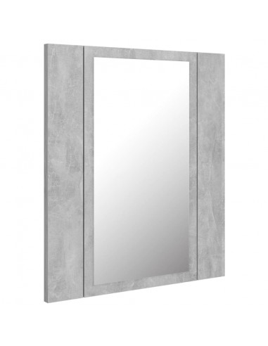 Armadietto a Specchio con Luci LED Grigio Cemento in Acrilico