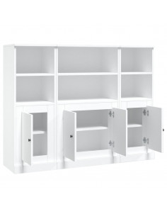 Credenze 3 pz Bianche in Legno Multistrato