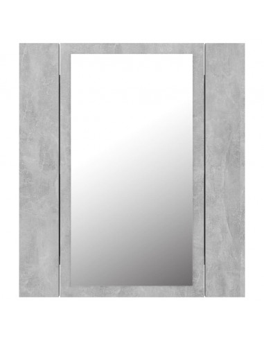 Armadietto a Specchio con Luci LED Grigio Cemento in Acrilico