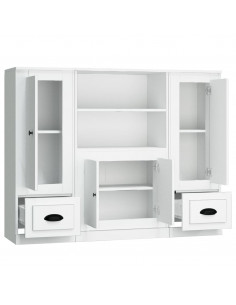 Credenze 3 pz Bianche in Legno Multistrato 2