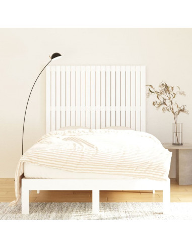 Testiera da Parete Bianca 127,5x3x110 cm Legno Massello di Pino