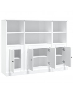 Credenze 3 pz Bianco Lucido in Legno Multistrato