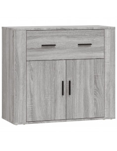 Credenze 3 pz Grigio Sonoma in Legno Multistrato 2