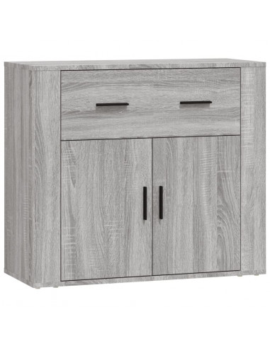 Credenze 3 pz Grigio Sonoma in Legno Multistrato
