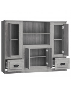 Credenze 3 pz Grigio Sonoma in Legno Multistrato