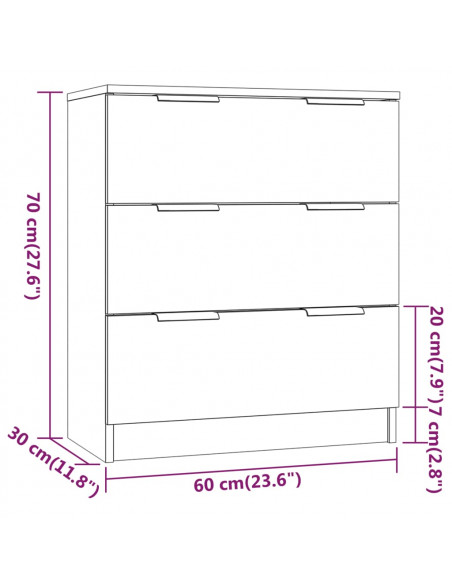 Credenze 3 pz Nere in Legno Multistrato