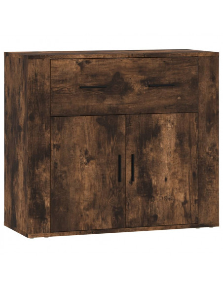 Credenze 3 pz Rovere Fumo in Legno Multistrato