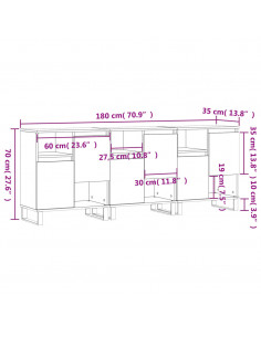 Credenze 3 pz Rovere Marrone in Legno Multistrato