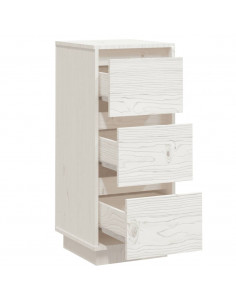 Credenze Bianche 2 pz 32x34x75 cm in Legno Massello di Pino