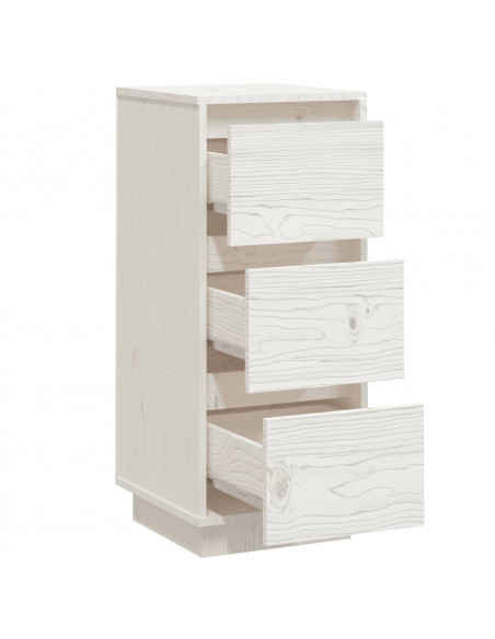 Credenze Bianche 2 pz 32x34x75 cm in Legno Massello di Pino