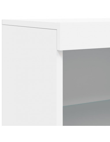 Credenze con Luci LED 3 pz Bianche in Legno Multistrato