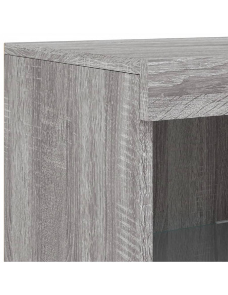 Credenze con Luci LED 3 pz Grigio Sonoma in Legno Multistrato