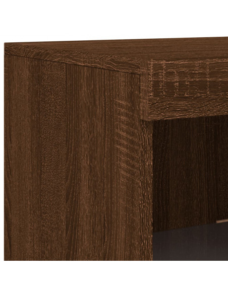 Credenze con Luci LED 3 pz Rovere Marrone in Legno Multistrato