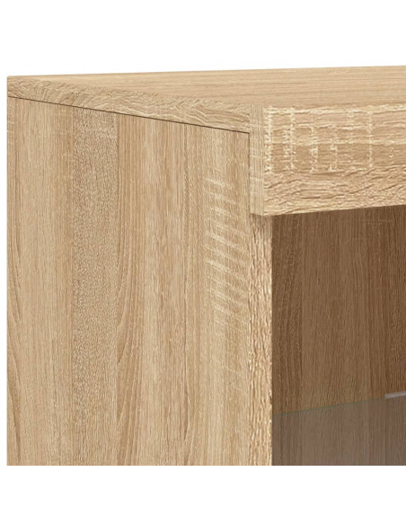 Credenze con Luci LED 3 pz Rovere Sonoma in Legno Multistrato
