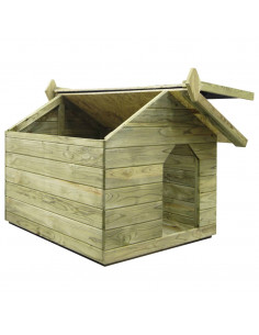 Cuccia per Cane da Esterno con Tetto Apribile Pino Impregnato 2