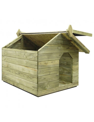 Cuccia per Cane da Esterno con Tetto Apribile Pino Impregnato