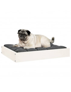 Cuccia per Cani Bianca 61,5x49x9 cm in Legno Massello di Pino 2