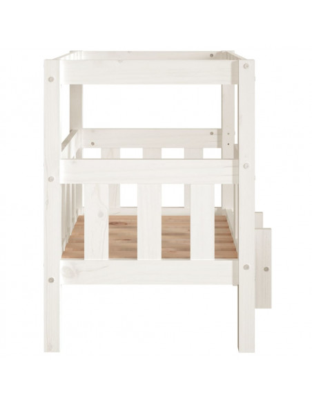 Cuccia per Cani Bianco 65,5x43x70 cm in Legno Massello di Pino
