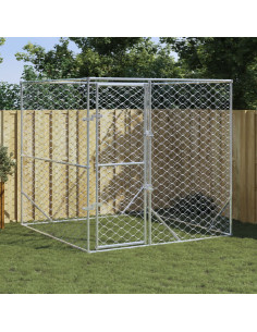 Cuccia per Cani da Esterno Argento 2x2x2 m Acciaio Zincato