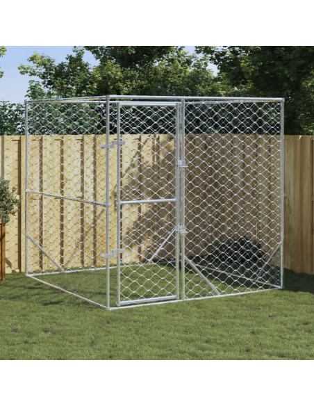 Cuccia per Cani da Esterno Argento 2x2x2 m Acciaio Zincato
