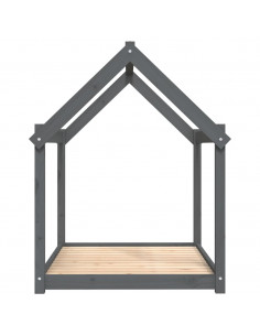 Cuccia per Cani Grigia 111x80x100 cm in Legno Massello di Pino