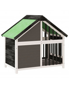 Cuccia per Cani Grigia 96x60,5x87 cm in Legno Massello di Pino 2