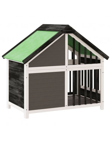 Cuccia per Cani Grigia 96x60,5x87 cm in Legno Massello di Pino