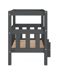 Cuccia per Cani Grigio 65,5x43x70 cm in Legno Massello di Pino