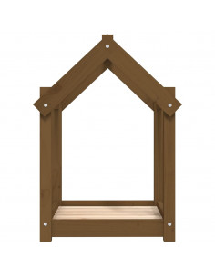 Cuccia per Cani Miele 61x50x70 cm in Legno Massello di Pino