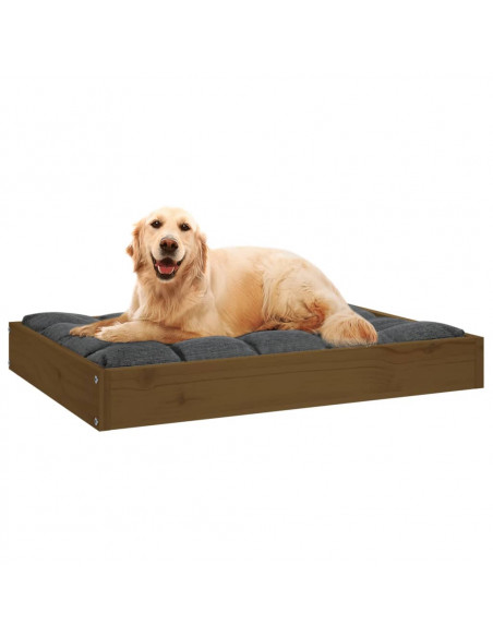 Cuccia per Cani Miele 71,5x54x9 cm in Legno Massello di Pino