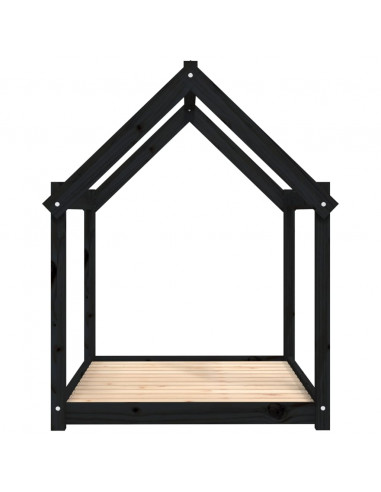 Cuccia per Cani Nera 111x80x100 cm in Legno Massello di Pino