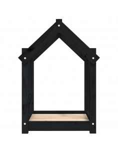 Cuccia per Cani Nera 61x50x70 cm in Legno Massello di Pino