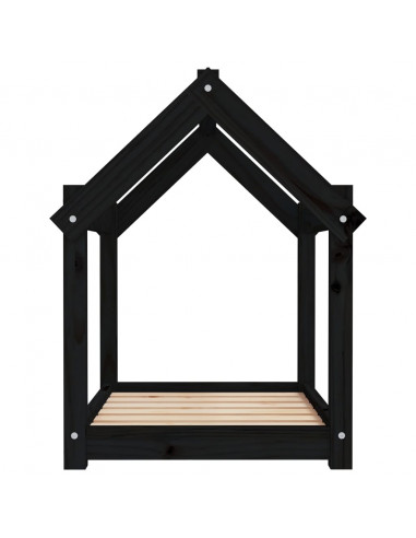 Cuccia per Cani Nera 71x55x70 cm in Legno Massello di Pino