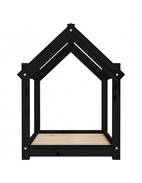 Cuccia per Cani Nera 71x55x70 cm in Legno Massello di Pino