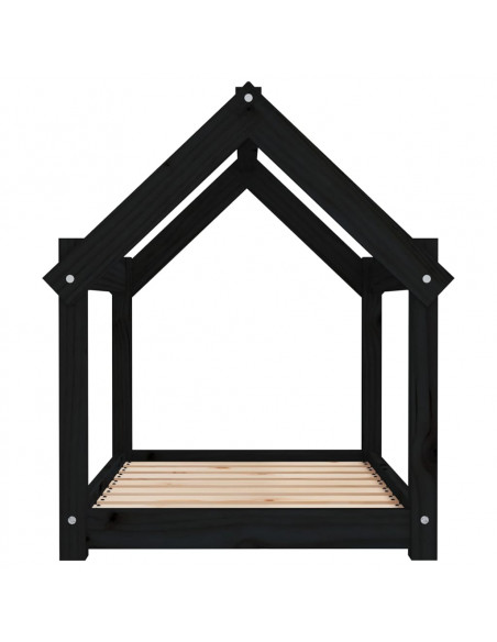 Cuccia per Cani Nera 81x60x70 cm in Legno Massello di Pino